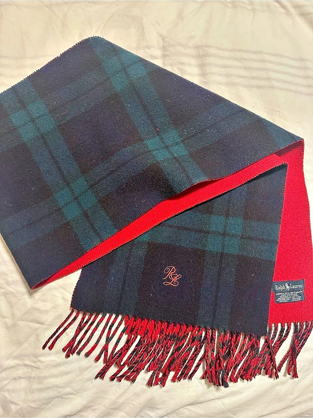 Vintage Ralph Lauren Plaid Wool Scarf